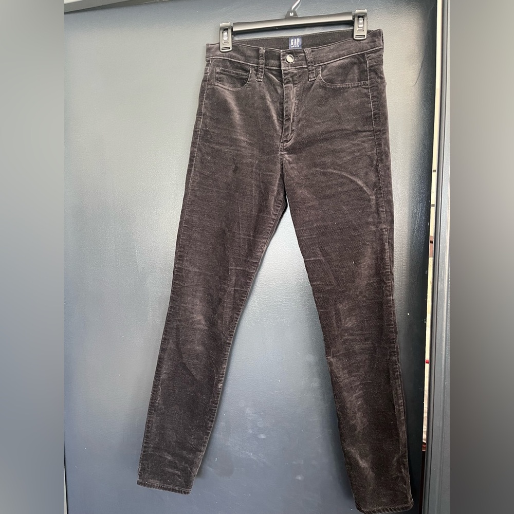 Gap 1969 Black Velvet Modern Stretch High Rise True Skinny Pants, Size 28R
